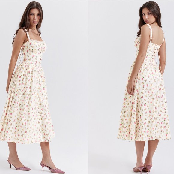 HOUSE OF CB 'Tatiana' Rose Print Midi Sundress NWOT - Picture 5 of 13